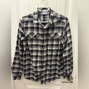 Columbia Men's Black and White Plaid Button Down Shirt